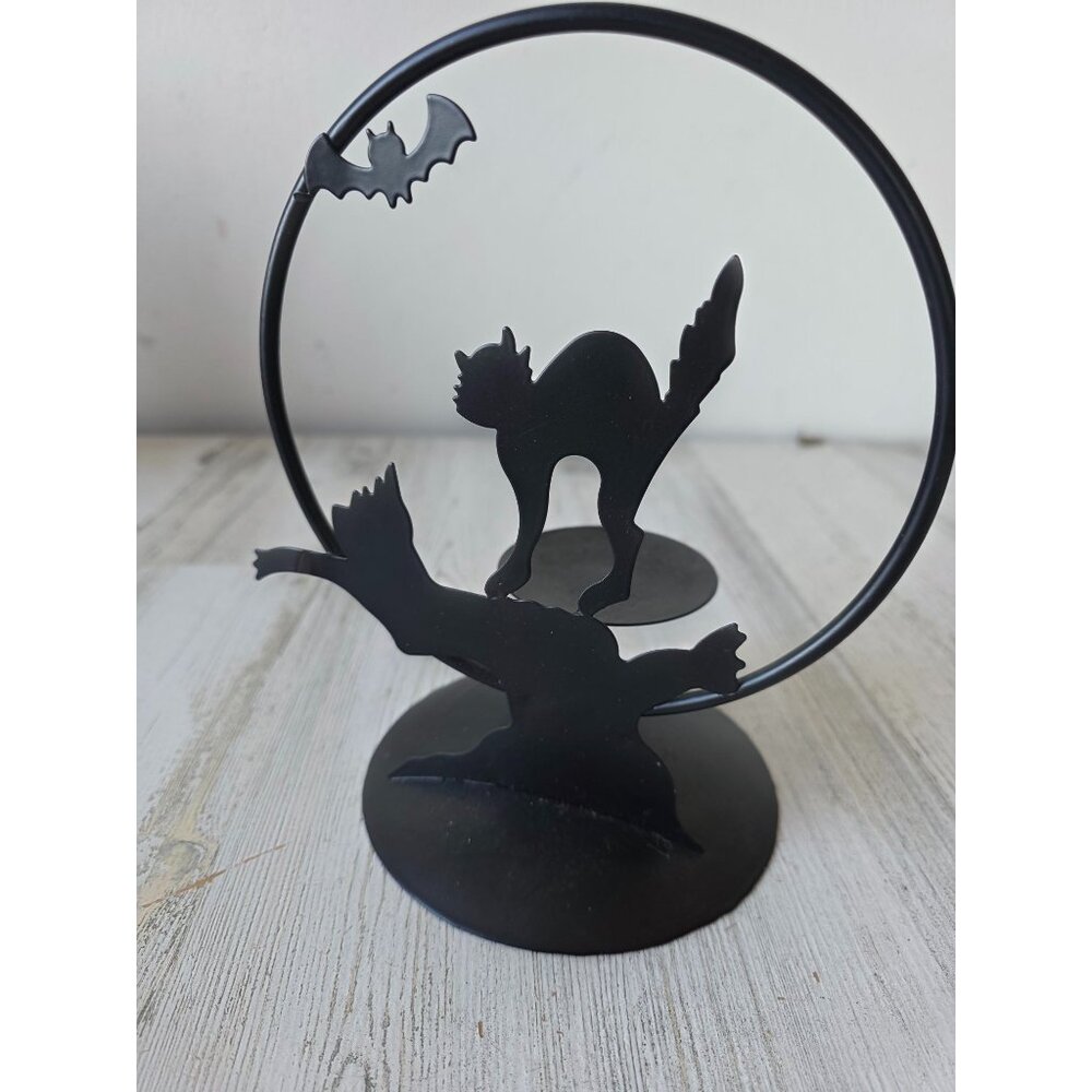 Joelson metal cat tree candle‎ holder votive of Halloween decor
